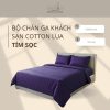 Bộ chăn ga khách sạn cotton lụa tím sọc 35 Bộ chăn ga khách sạn cotton lụa tím sọc