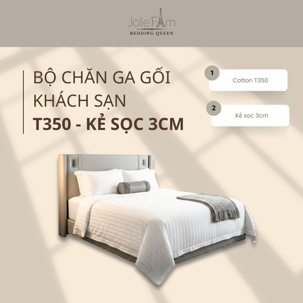Bộ chăn ga gối khách sạn T350 kẻ sọc 3cm 1 Bộ chăn ga gối khách sạn T350 kẻ sọc 3cm