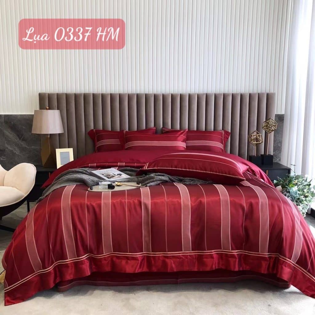 Bộ chăn ga gối lụa cao cấp-0337HM