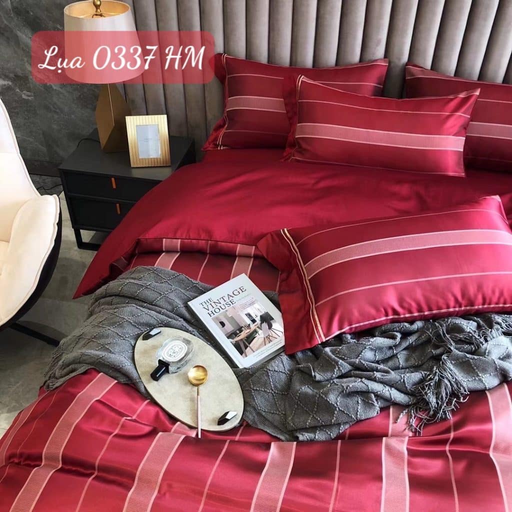 Bộ chăn ga gối lụa cao cấp-0337HM