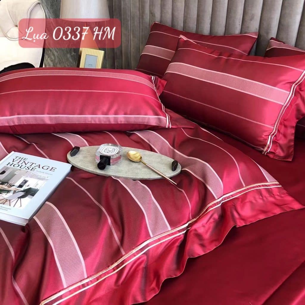 Bộ chăn ga gối lụa cao cấp-0337HM