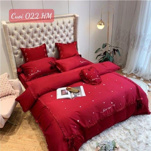 Chăn ga gối đệm cưới cao cấp-022HM