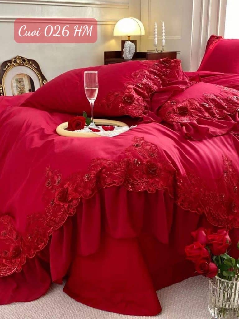 Chăn ga gối đệm cưới cao cấp-026HM