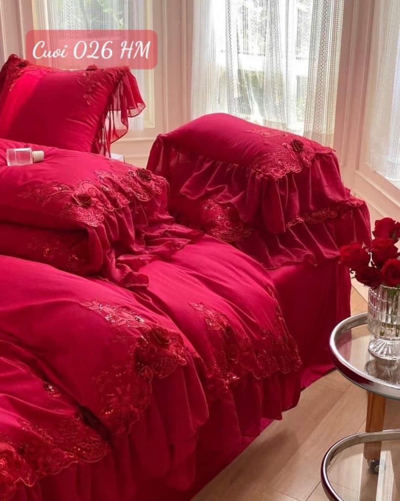 Chăn ga gối đệm cưới cao cấp-026HM