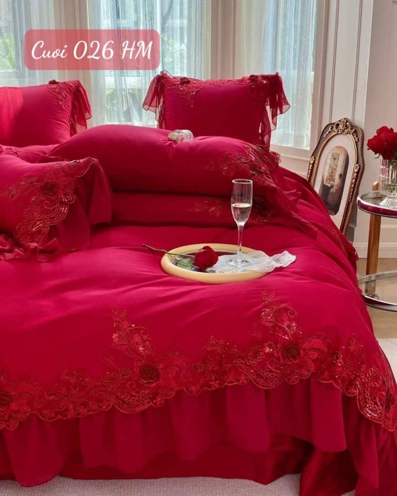 Chăn ga gối đệm cưới cao cấp-026HM