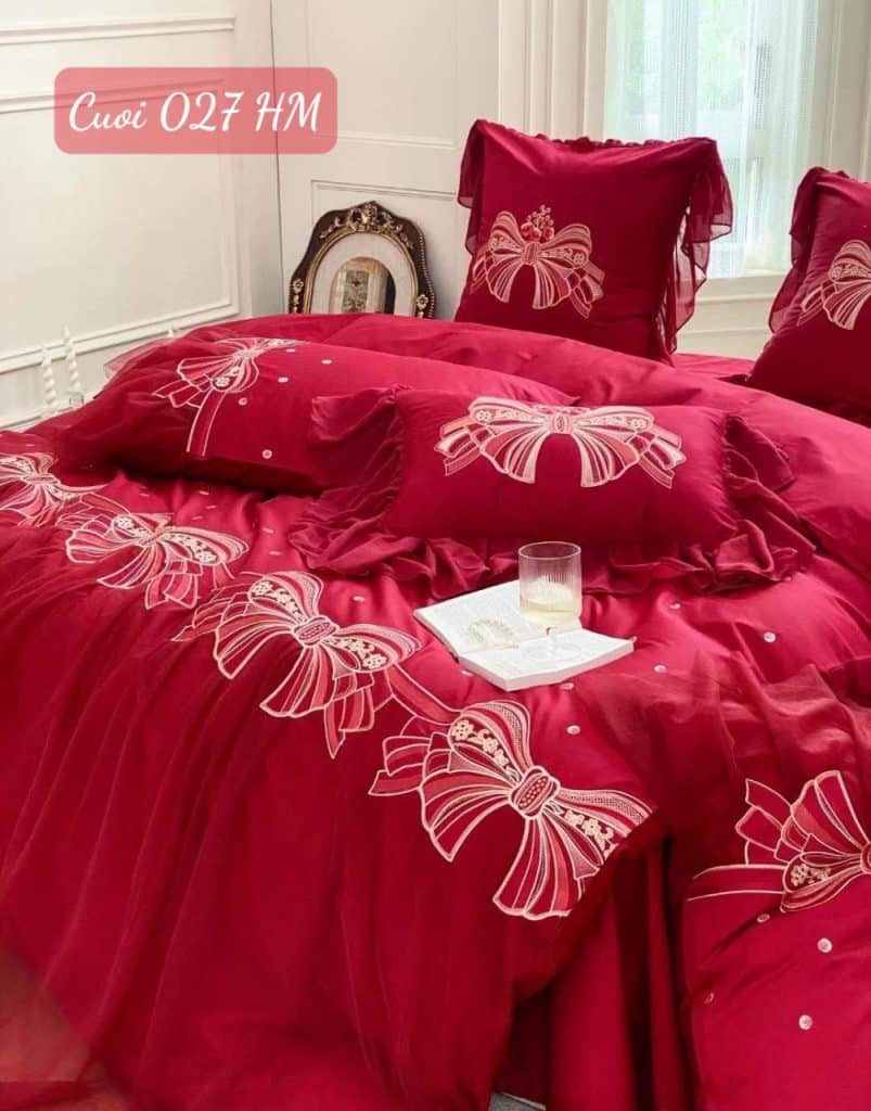 Chăn ga gối đệm cưới cao cấp-027HM