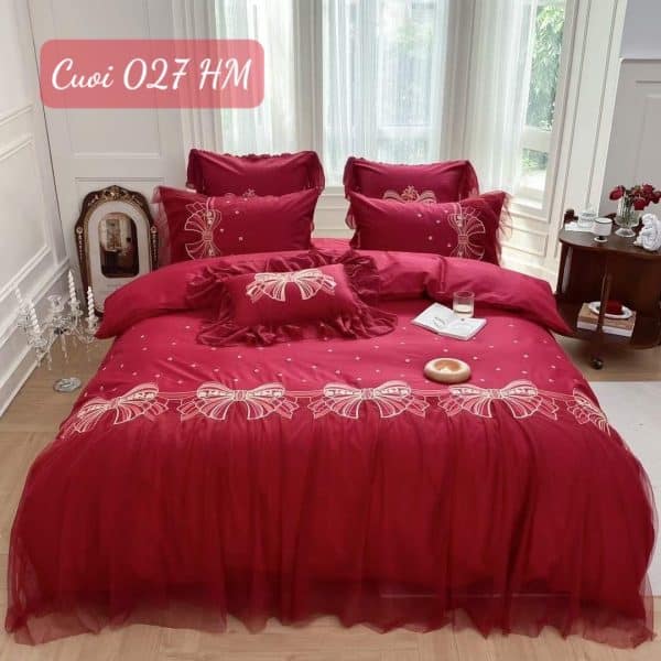 Chăn ga gối đệm cưới cao cấp-027HM