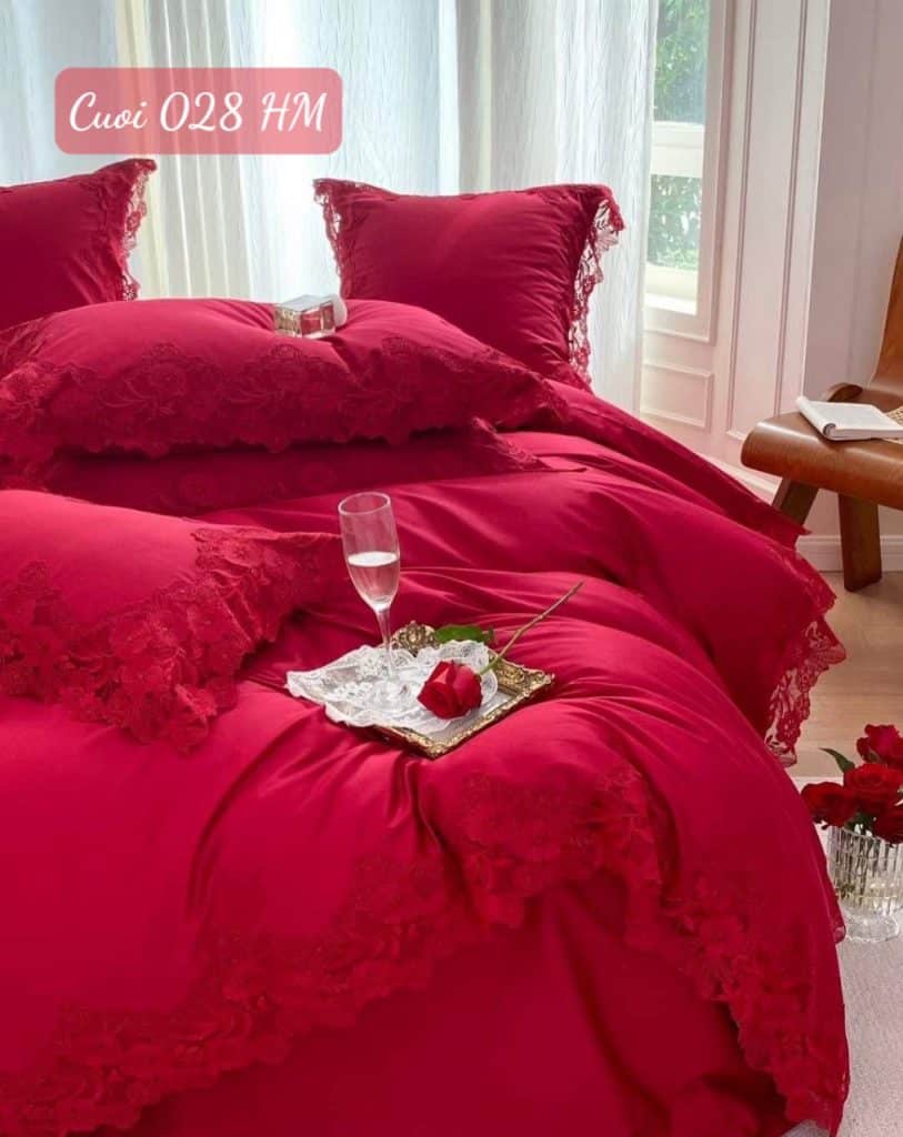 Chăn ga gối đệm cưới cao cấp-028HM