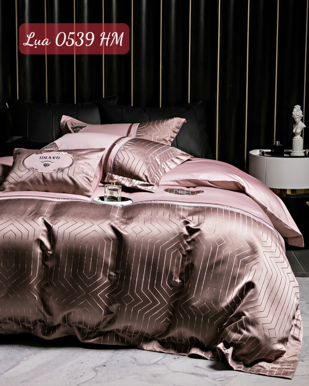 Bộ chăn ga gối Lụa cao cấp-0539HM 8 Bộ chăn ga gối Lụa cao cấp-0539HM