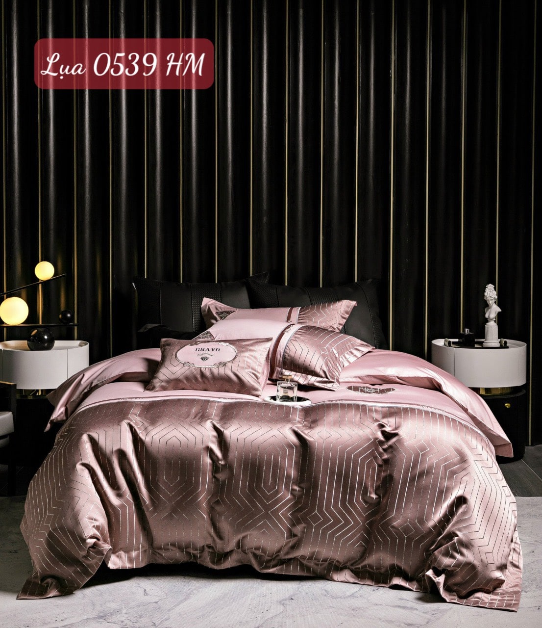 Bộ chăn ga gối Lụa cao cấp-0539HM 12 Bộ chăn ga gối Lụa cao cấp-0539HM