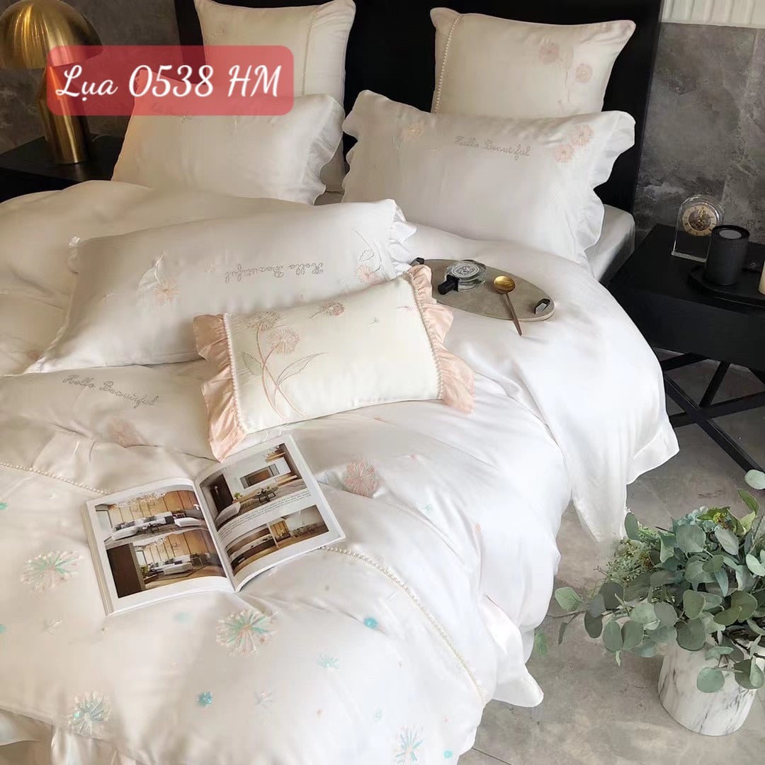 Bộ chăn ga gối Lụa cao cấp-0538HM 8 Bộ chăn ga gối Lụa cao cấp-0538HM.8