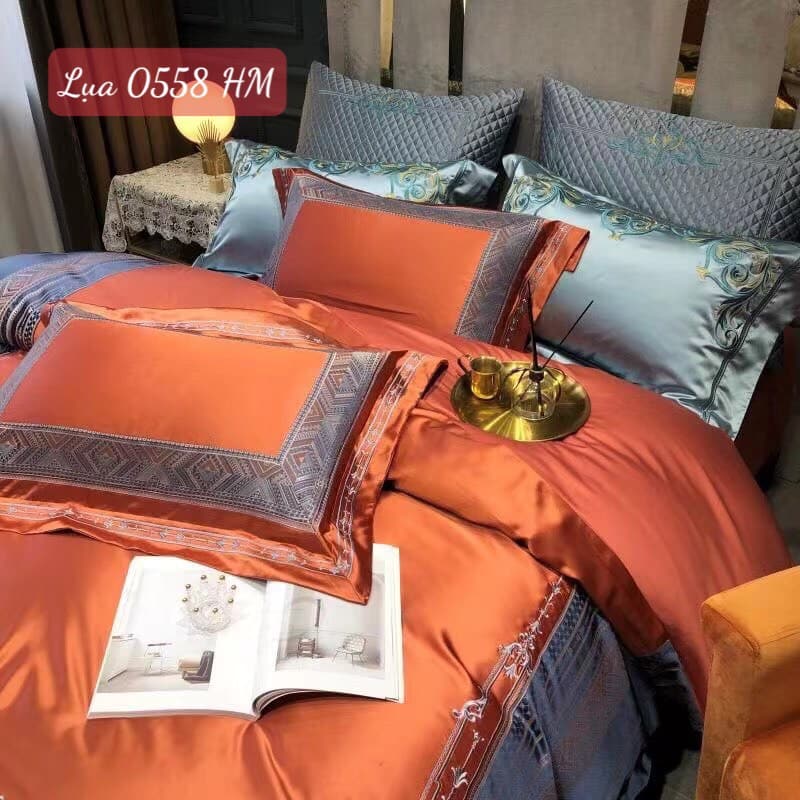 Bộ chăn ga gối Lụa cao cấp-0558HM 6 Bộ chăn ga gối Lụa cao cấp-0558HM.6