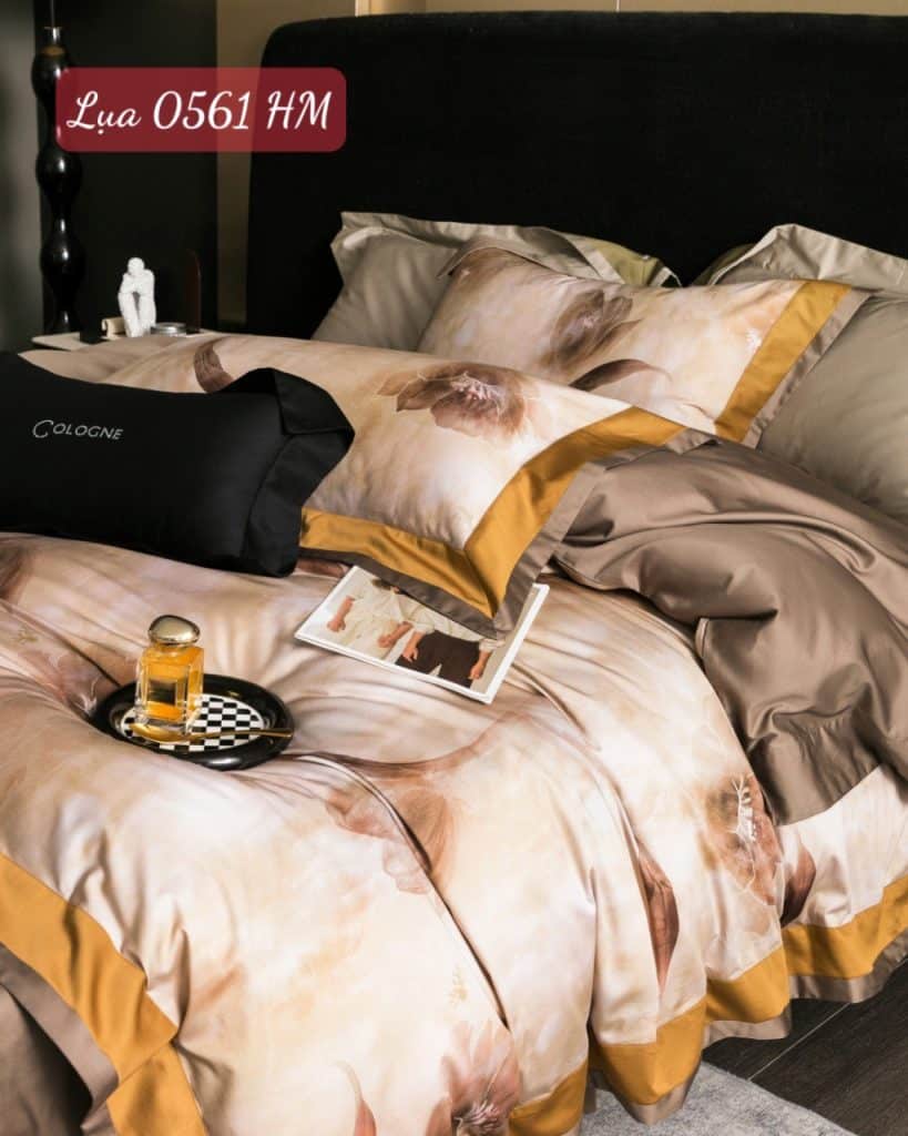 Bộ chăn ga gối Lụa cao cấp-0561HM 10 Bộ chăn ga gối Lụa 0561HM.1