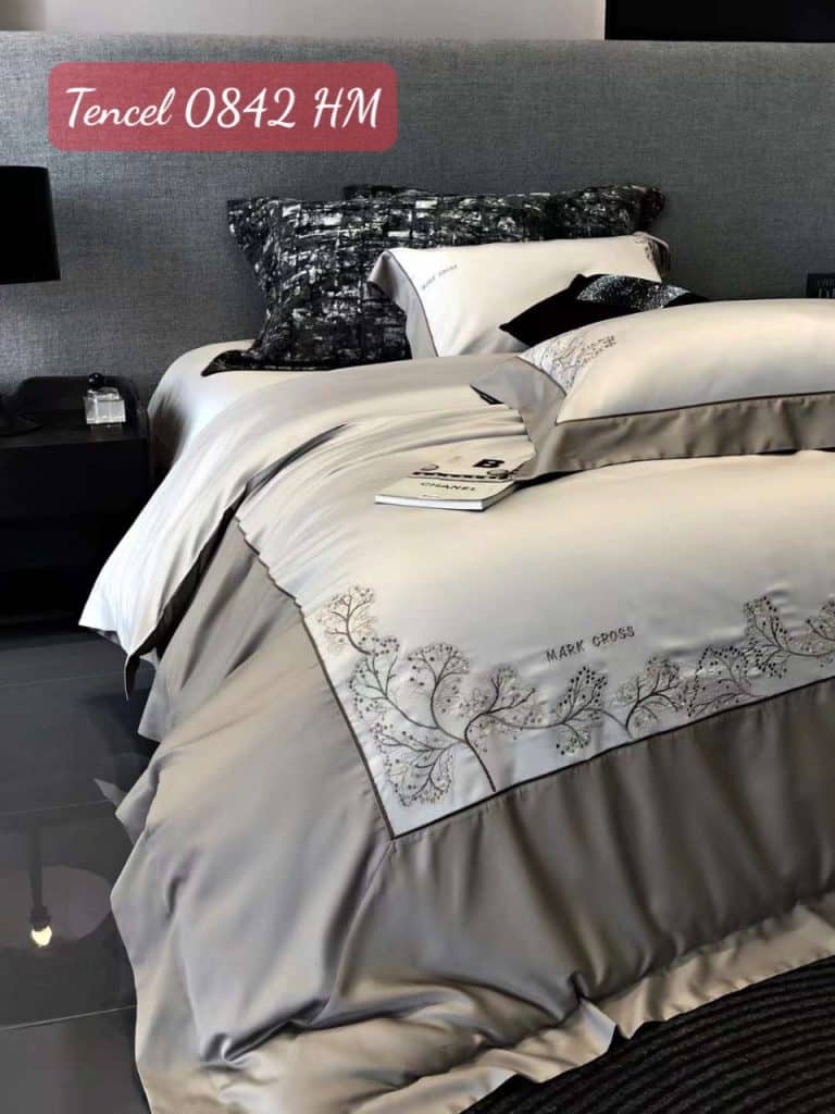 Bộ chăn ga gối Lụa cao cấp-0842HM 4 Bộ chăn ga gối Tencel cao cấp 0842HM.4