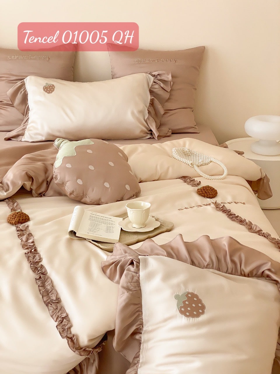 Bộ chăn ga gối Tencel cao cấp-01005QH 8 Bộ chăn ga gối Tencel 01005QH.8