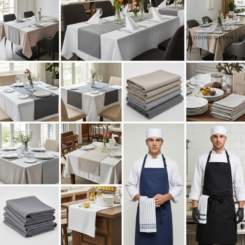 Checklist Đồ Vải Khách Sạn Chuẩn 5 Sao: Từ Phòng Ngủ Đến F&B 23 Khăn bàn sang trọng phối màu trung tính – không thể thiếu trong không gian F&B 5 sao