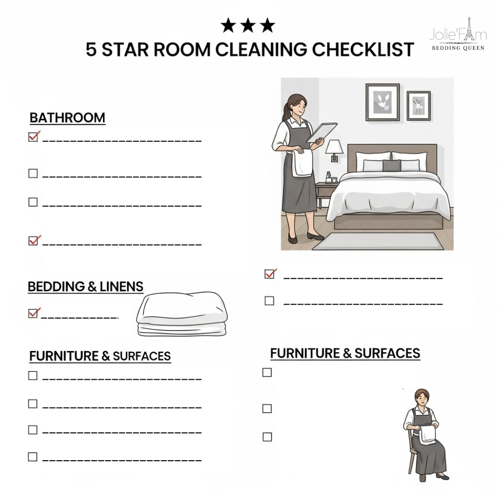 Checklist dọn phòng khách sạn – Bí quyết giữ phòng luôn chuẩn 5 sao 11 Checklist nhân viên buồng phòng theo thứ tự chuẩn