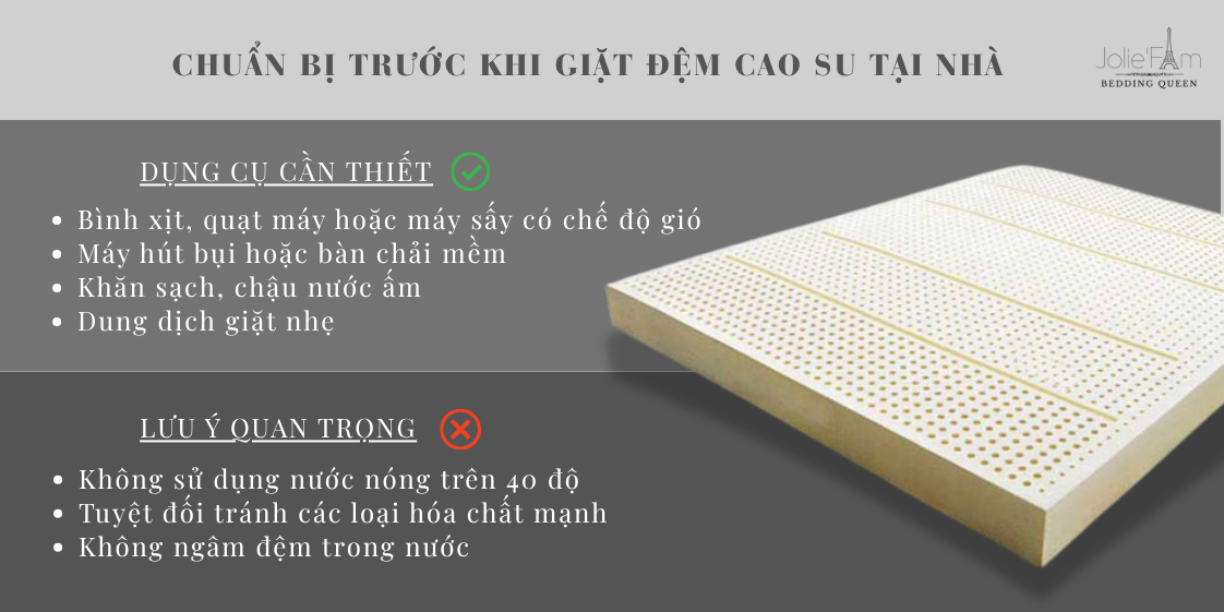 Hướng Dẫn Giặt Đệm Cao Su Tại Nhà Đúng Cách – Sạch Sâu, Khô Nhanh 11 Chuẩn Bị Trước Khi Giặt Đệm Cao Su Tại Nhà