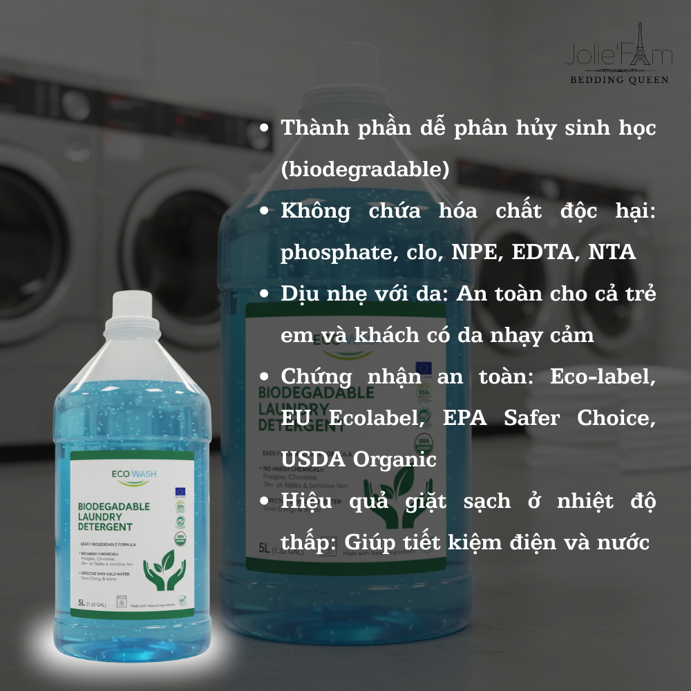 Hóa Chất Giặt An Toàn Và Thân Thiện Môi Trường Cho Đồ Vải Khách Sạn 12 Tiêu chí sử dụng hóa chất giặt an toàn – thân thiện môi trường