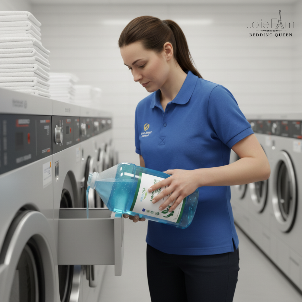 Hóa Chất Giặt An Toàn Và Thân Thiện Môi Trường Cho Đồ Vải Khách Sạn 13 Để đáp ứng nhu cầu vận hành bền vững và nâng cao trải nghiệm khách hàng, nhiều khách sạn hiện nay đã chuyển sang sử dụng hóa chất giặt an toàn, thân thiện môi trường.