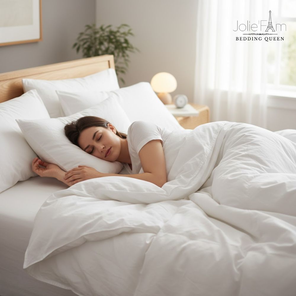 Phòng ngủ khách sạn 5 sao với sự kết hợp hoàn hảo giữa đệm cao cấp và bộ chăn ga gối sang trọng.