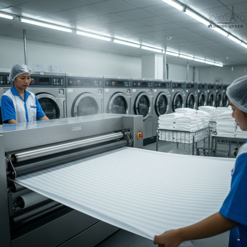 Chăn ga phù hợp là chăn ga bền với giặt, ổn định theo thời gian và hợp khí hậu.