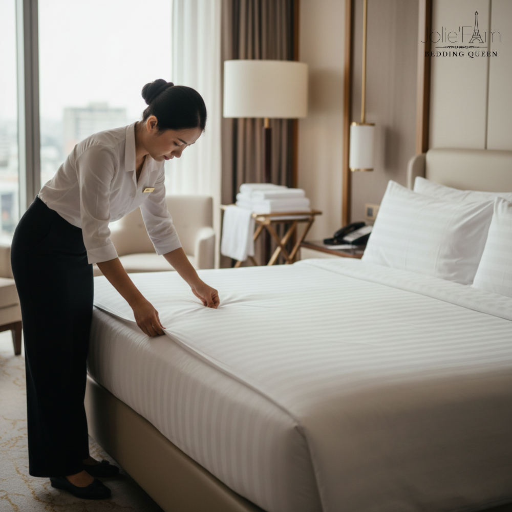 Nơi sự sạch sẽ gặp gỡ nghệ thuật đồ vải, tạo nên cảm giác êm ái và chỉn chu trong từng giấc ngủ của khách hàng.