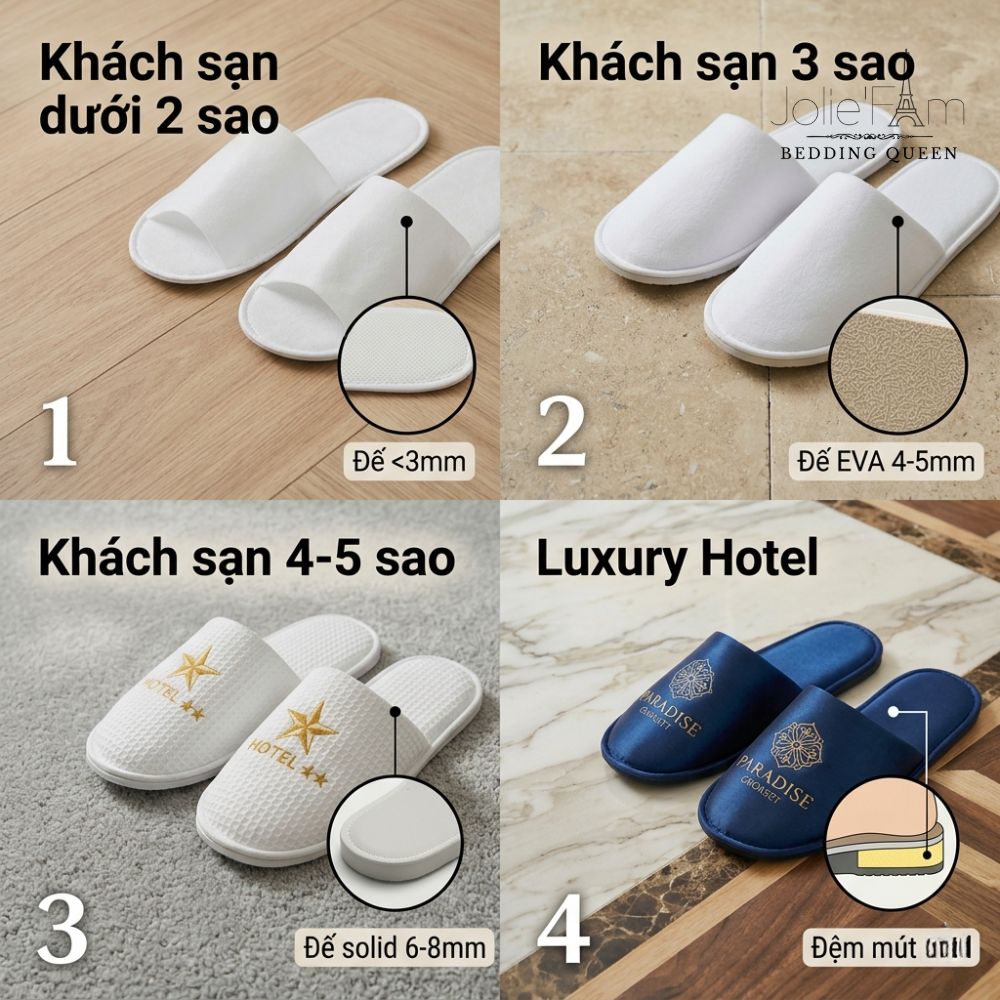 Dép khách sạn không chỉ là tiện ích nhỏ mà còn góp phần hoàn thiện trải nghiệm thoải mái và ấn tượng ngay từ những bước chân đầu tiên của khách lưu trú.